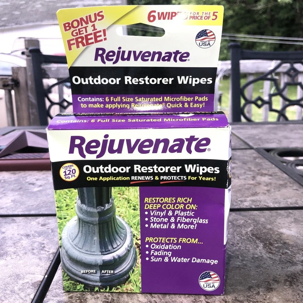 Rejuvenate Outdoor Restorer Wipes 6 Full Size Pads Renews Protects NEW USA Made